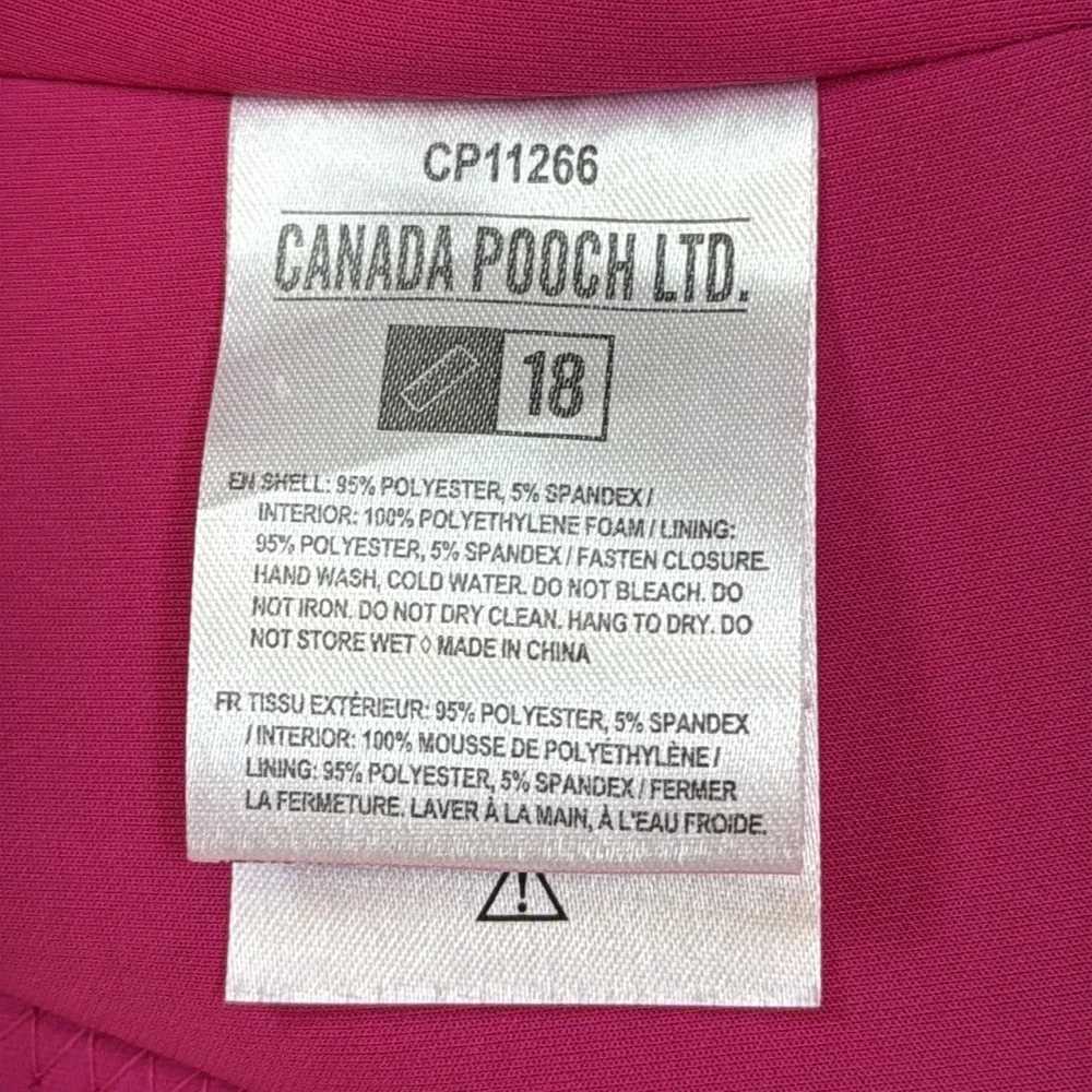 New High Tide life jacket by Canada Pooch for swimming. Pink and Purple. Size 18